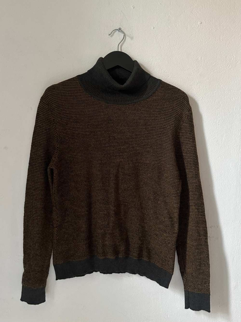 Farmers Market Iceland Merino Wool Turtleneck Sweater Brown Black Womens L